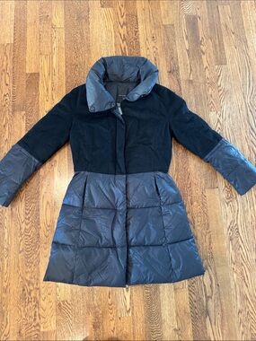 Sand Women’s Black Mixed-Media Puffer Coat Size XS